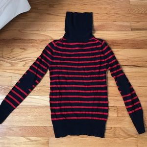 Jcrew navy and red striped turtleneck sweater